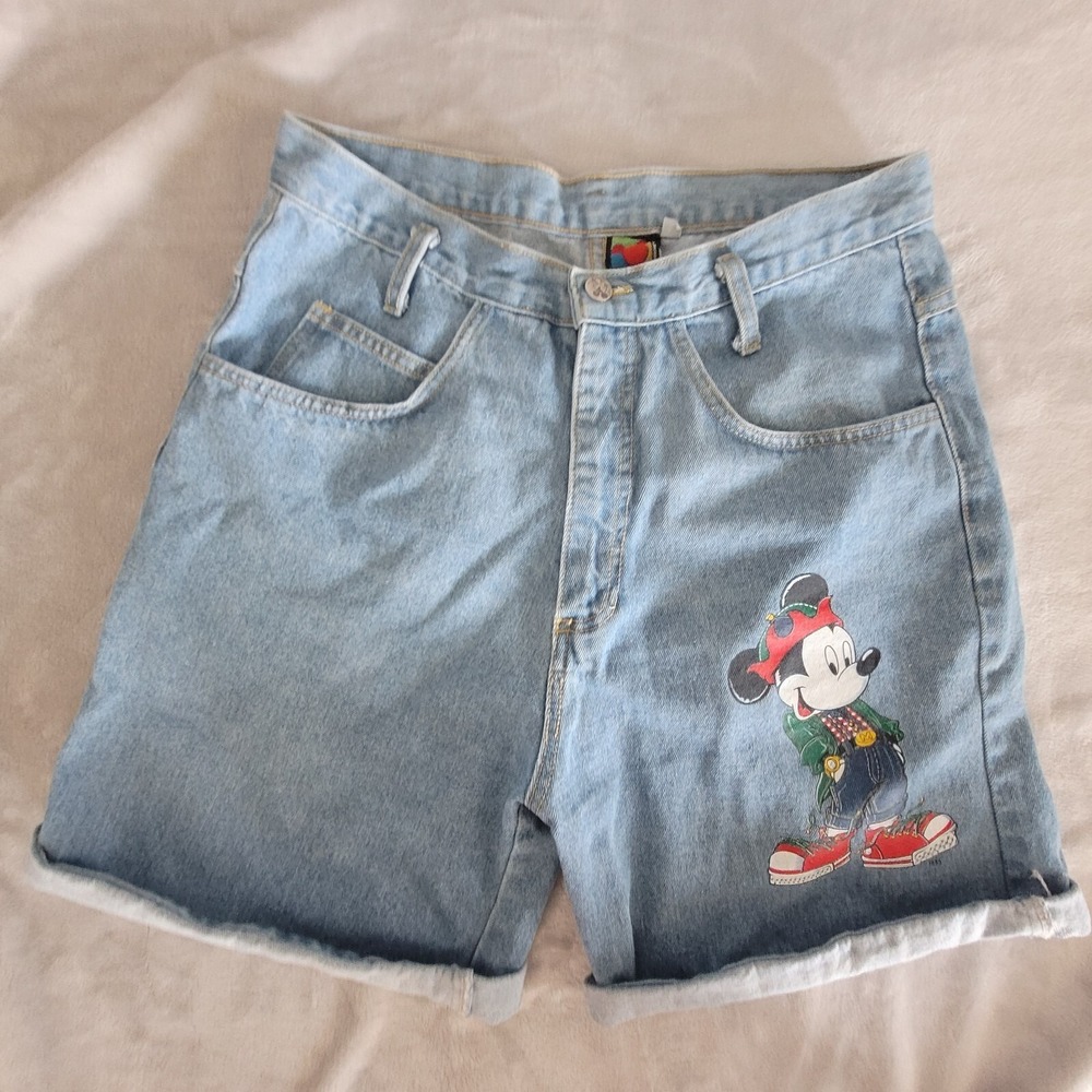 Vintage Disney Size L Mickey Unlimited Jerry Leigh Jean Shorts High Rise 80s 90s